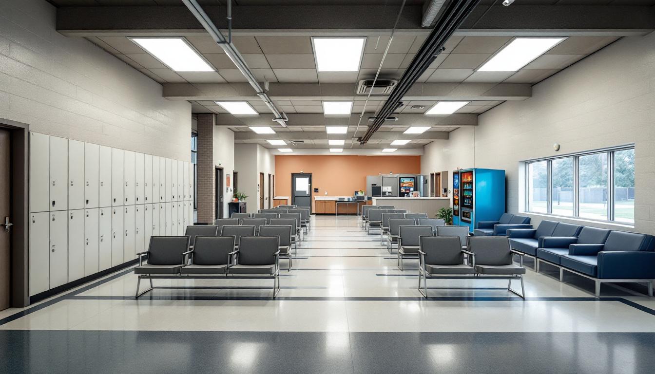 Visitation facilities and waiting area at New Castle Correctional Facility