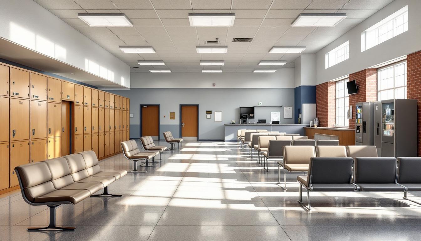 Visitation facilities and waiting area at Plainfield Correctional Facility