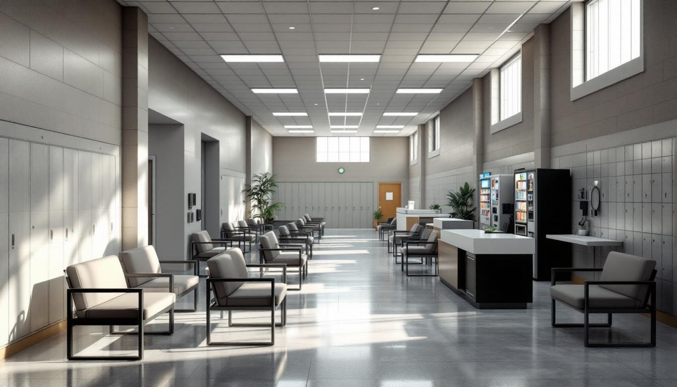 Visitation facilities and waiting area at Westville Correctional Facility