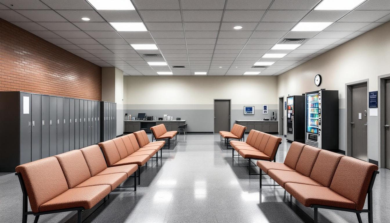Visitation facilities and waiting area at Edinburgh Correctional Facility