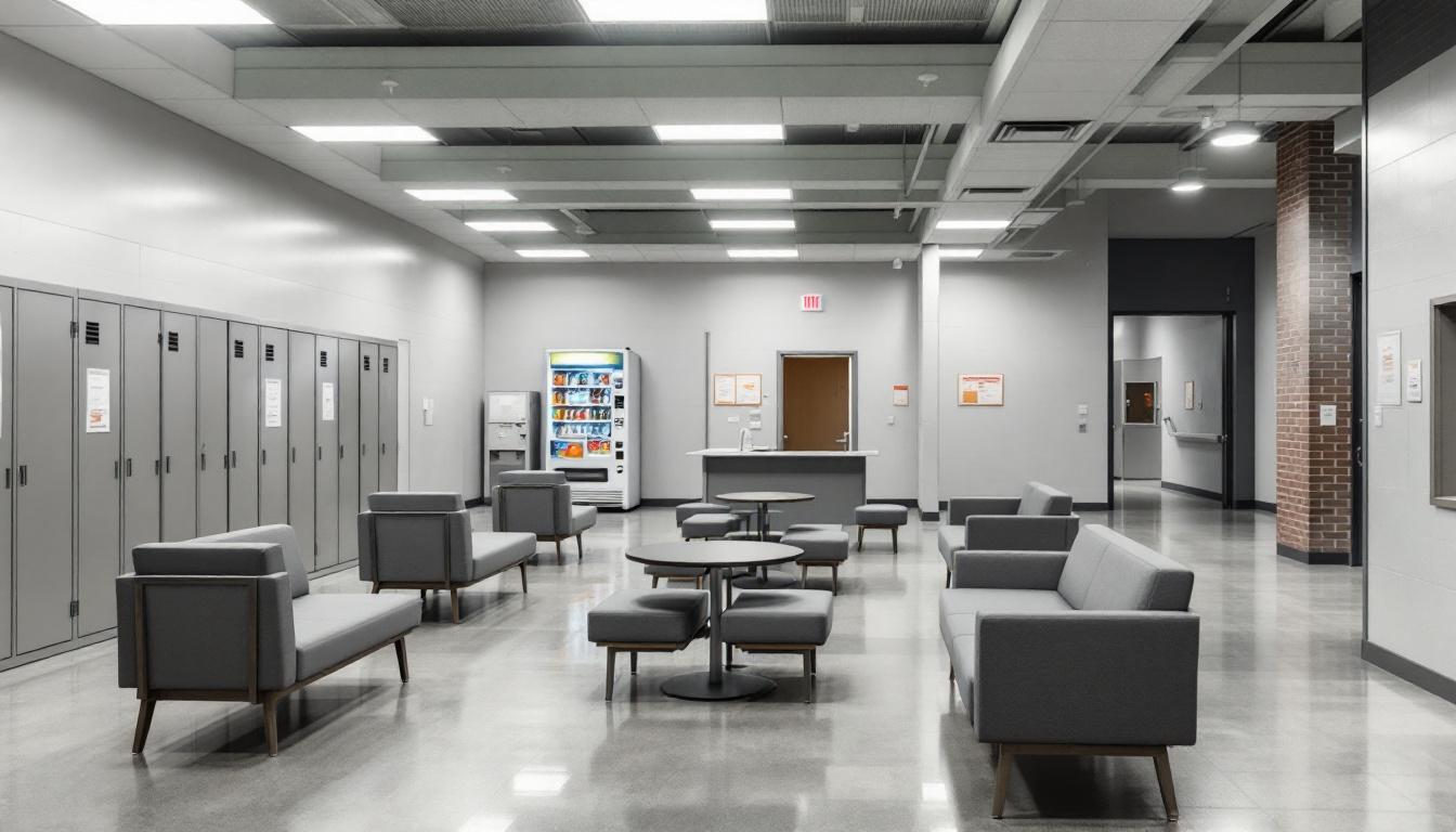 Visitation facilities and waiting area at Tipton Correctional Center