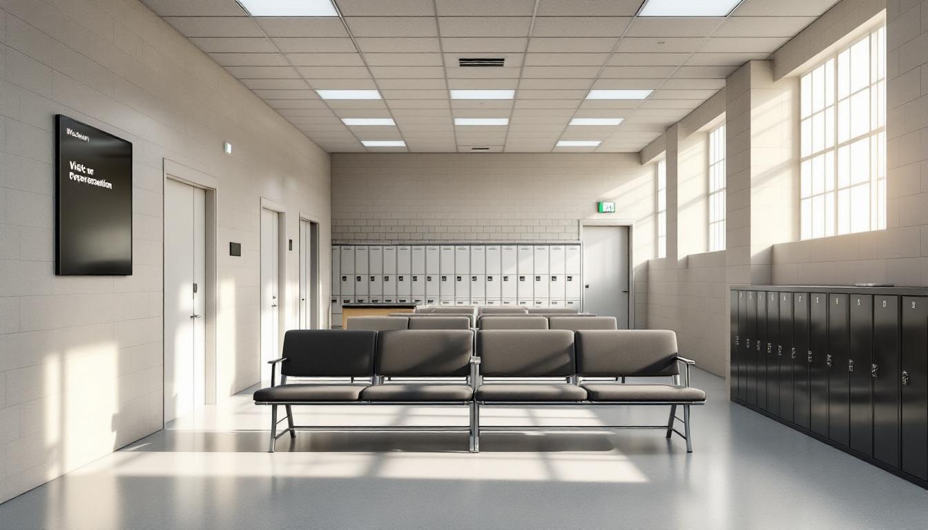Visitation facilities and waiting area at Missouri Department of Corrections - Women's Eastern Reception, Diagnostic and Correctional Center
