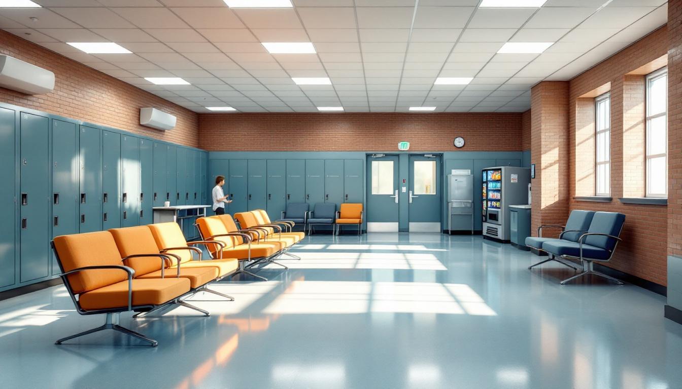 Visitation facilities and waiting area at Cook County Department of Corrections