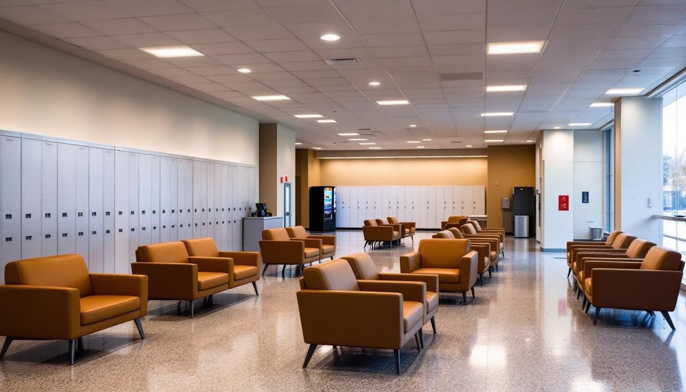 Visitation facilities and waiting area at Jefferson County Jail