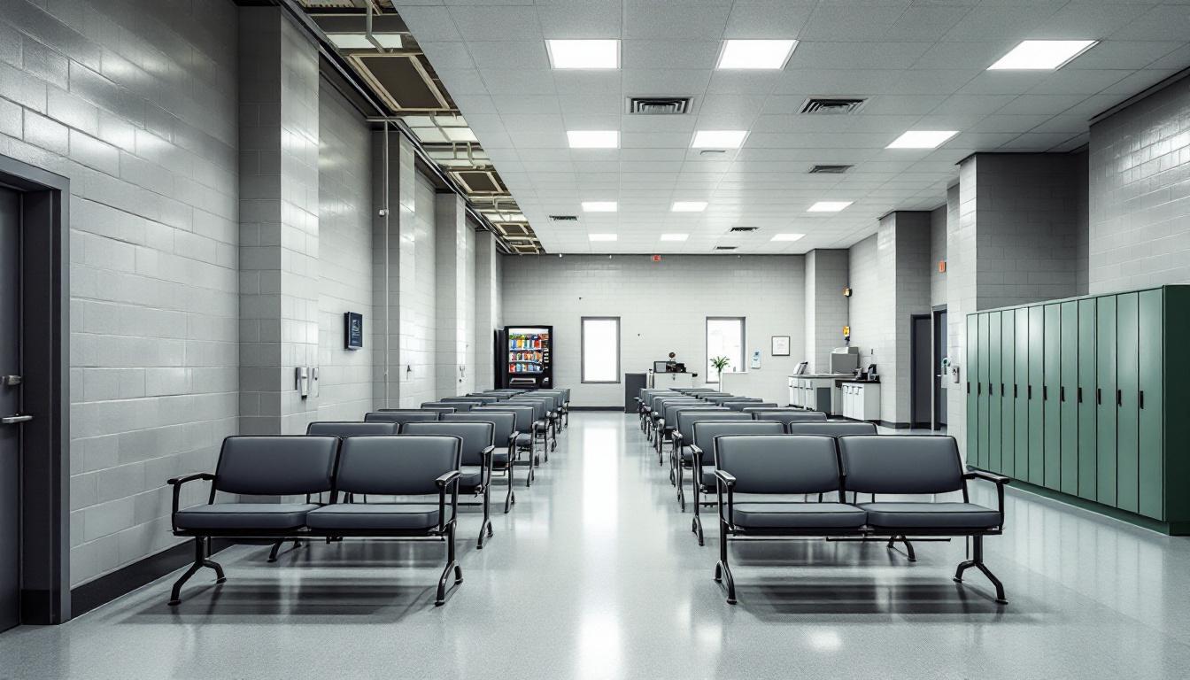 Visitation facilities and waiting area at Crossroads Correctional Center