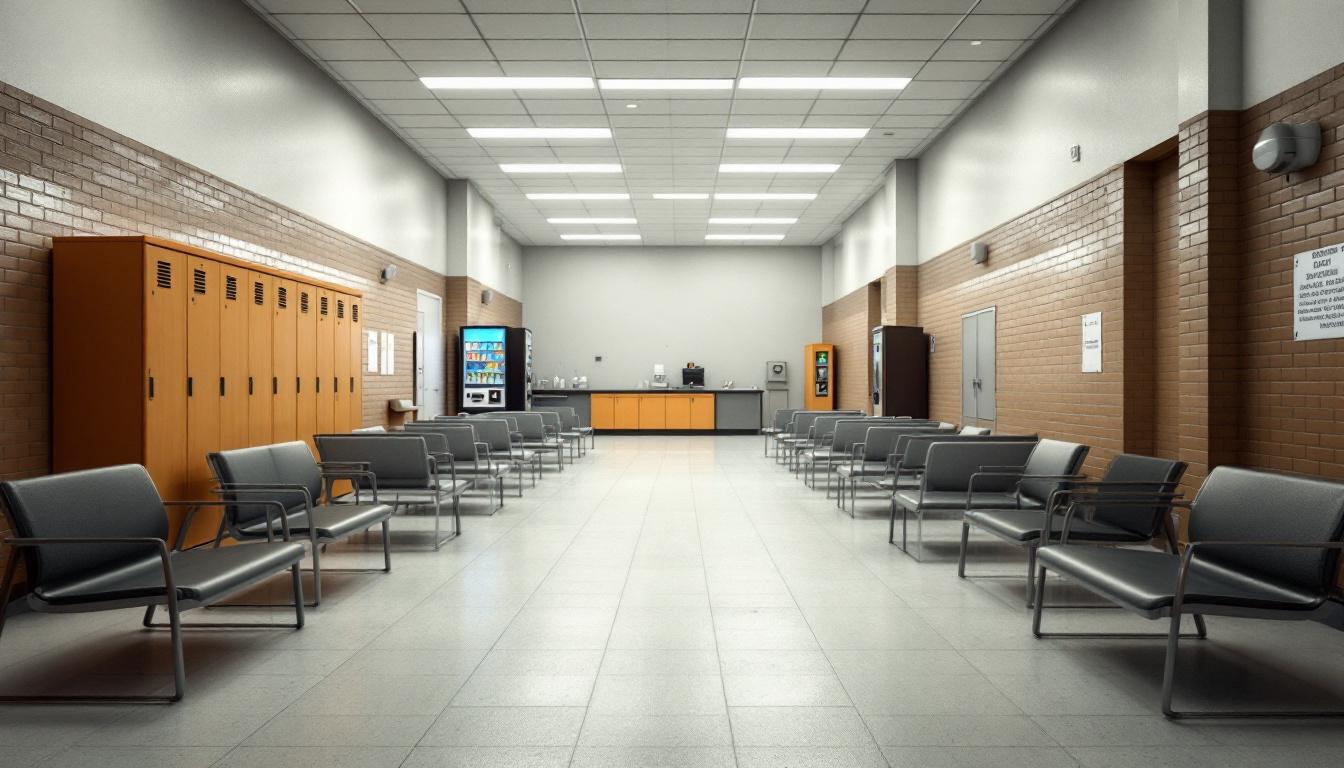 Visitation facilities and waiting area at Corrigan-Radgowski Correctional Center