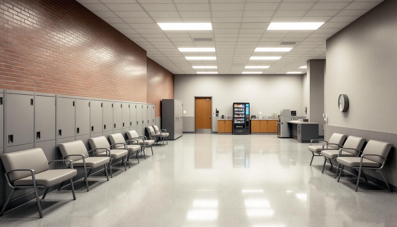 Visitation facilities and waiting area at York Correctional Institution