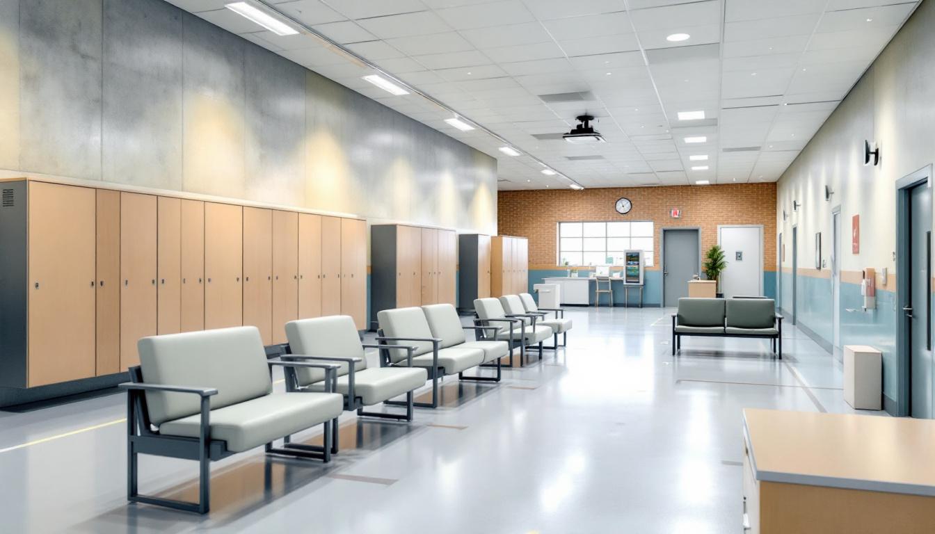 Visitation facilities and waiting area at Cheshire Correctional Institution