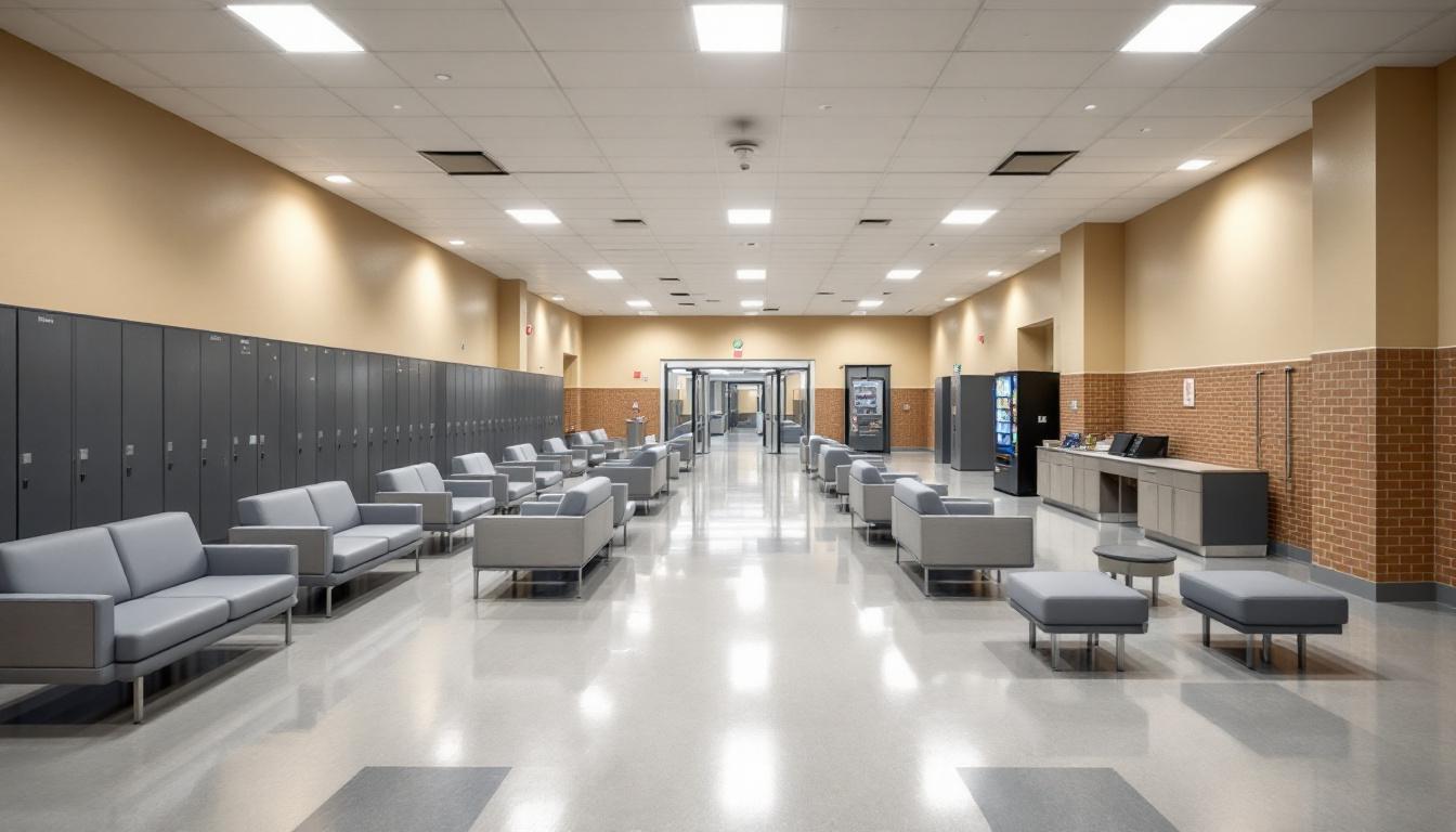Visitation facilities and waiting area at Plymouth County Correctional Facility