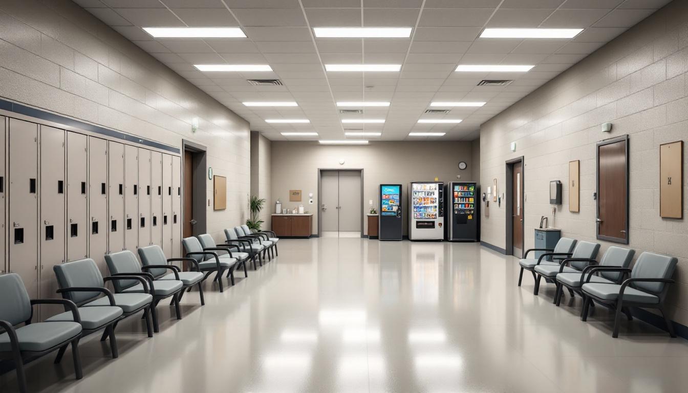 Visitation facilities and waiting area at Williams County Correctional Center
