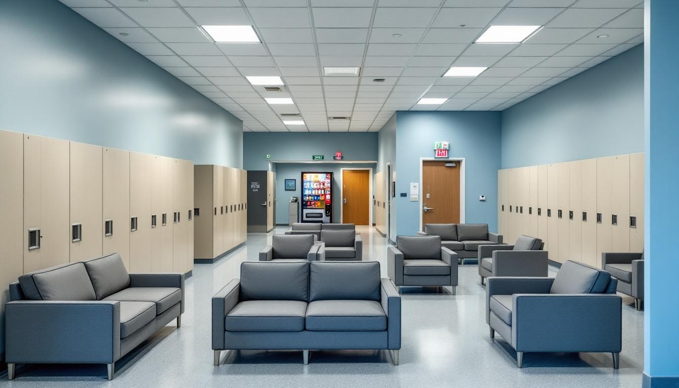 Visitation facilities and waiting area at Jackson County Jail