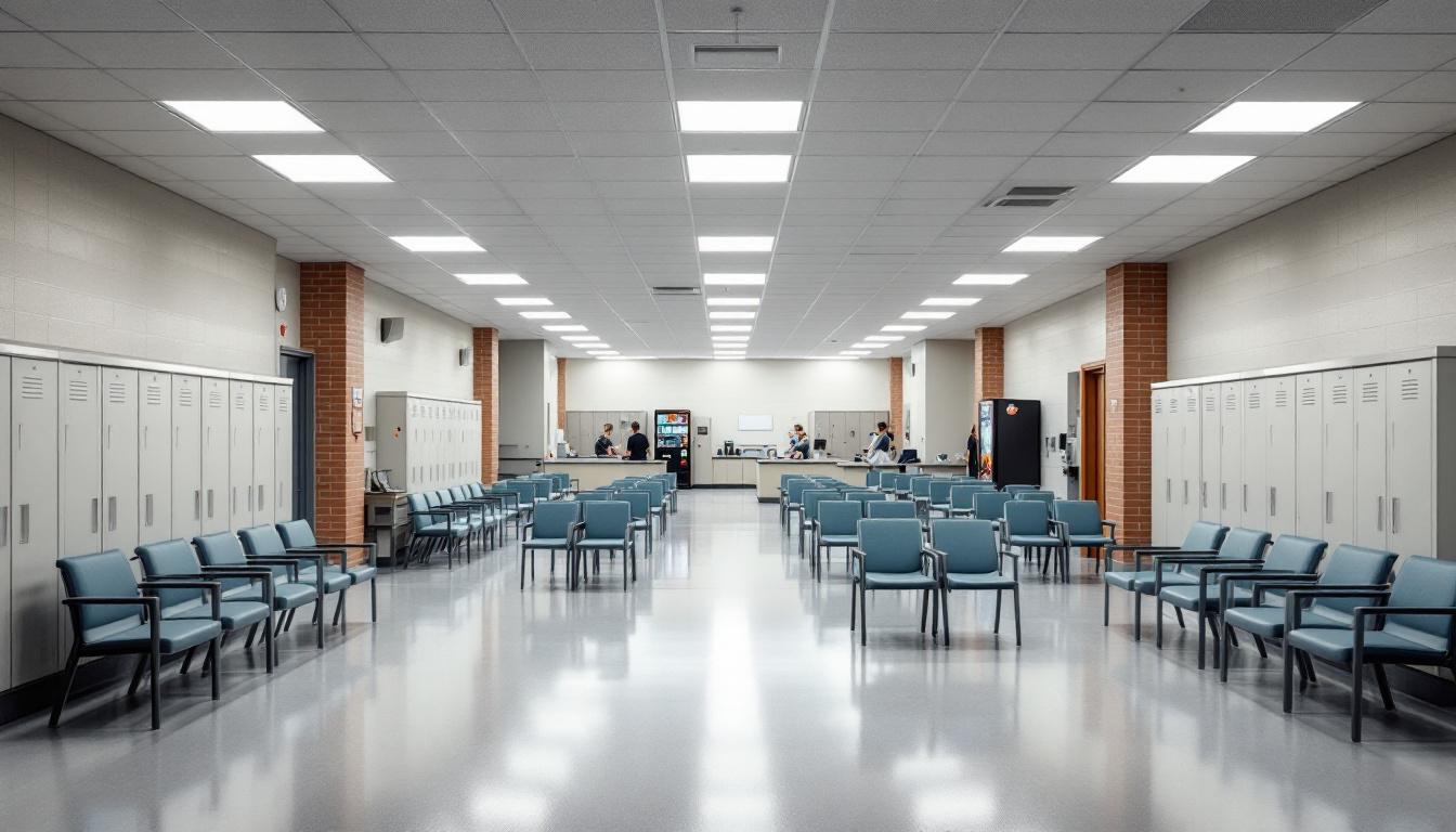Visitation facilities and waiting area at Jackson County Sheriff's Department