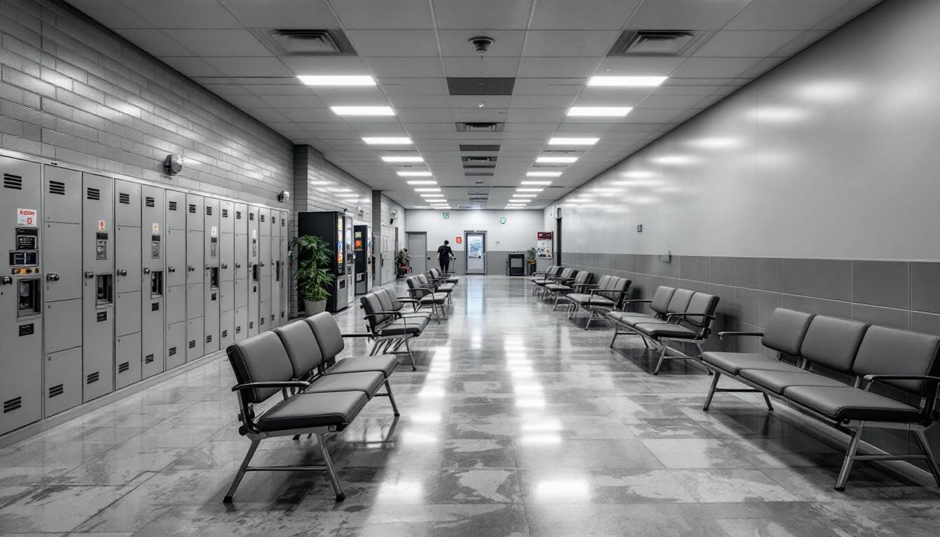 Visitation facilities and waiting area at Federal Correctional Institution Estill