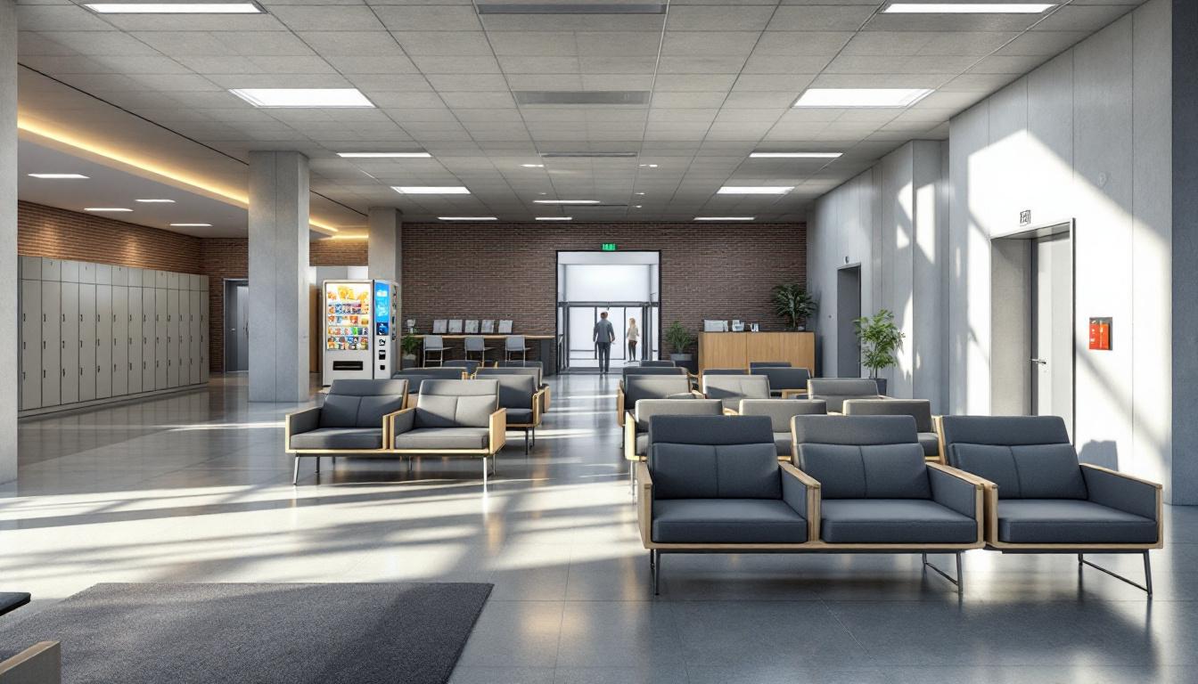 Visitation facilities and waiting area at Lieber Correctional Institute