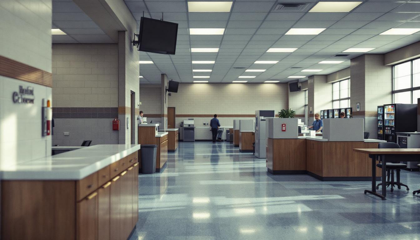 Visitation facilities and waiting area at Limon Correctional Facility