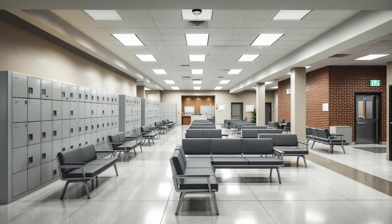 Visitation facilities and waiting area at Bent County Correctional Facility