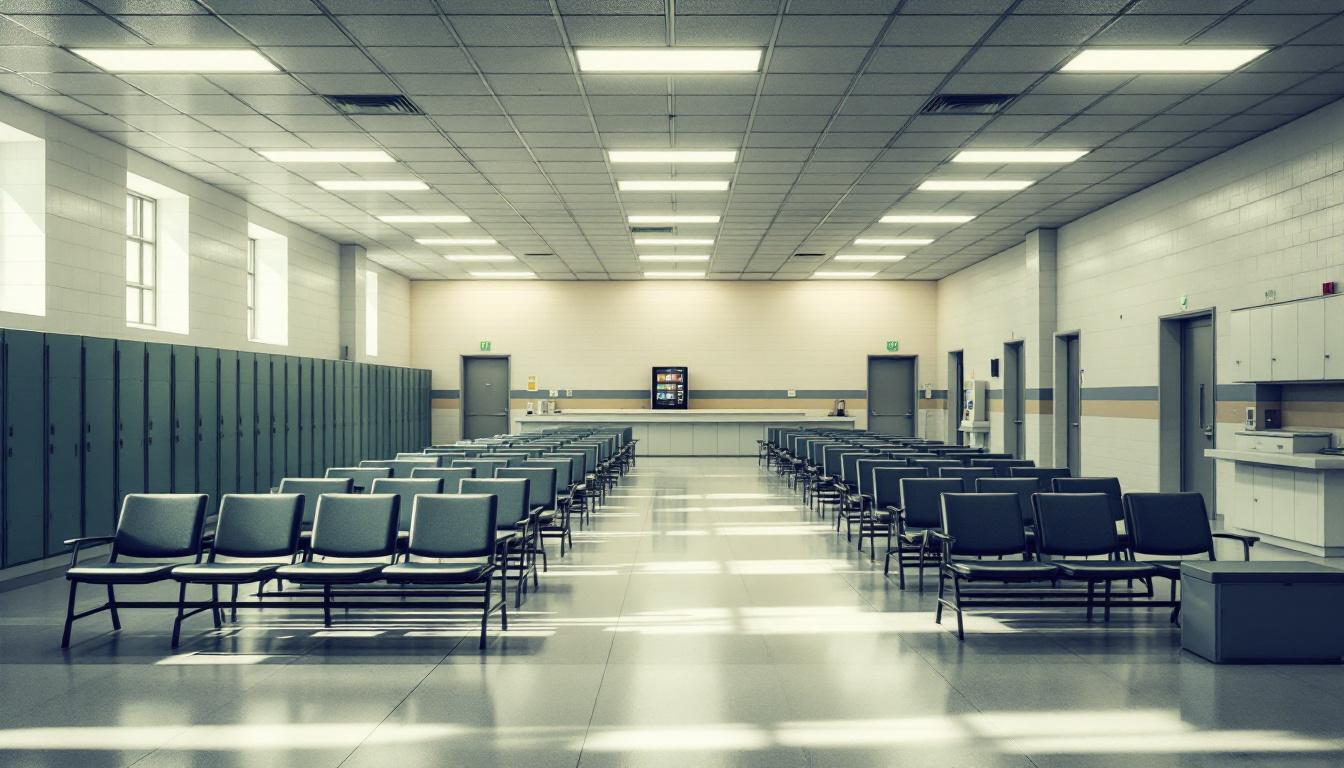 Visitation facilities and waiting area at Denver Women's Correctional Facility