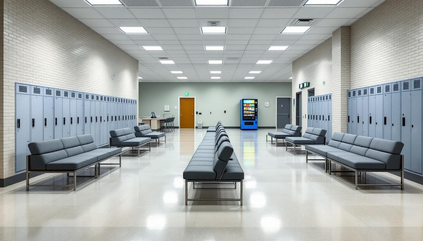 Visitation facilities and waiting area at Sterling Correctional Facility