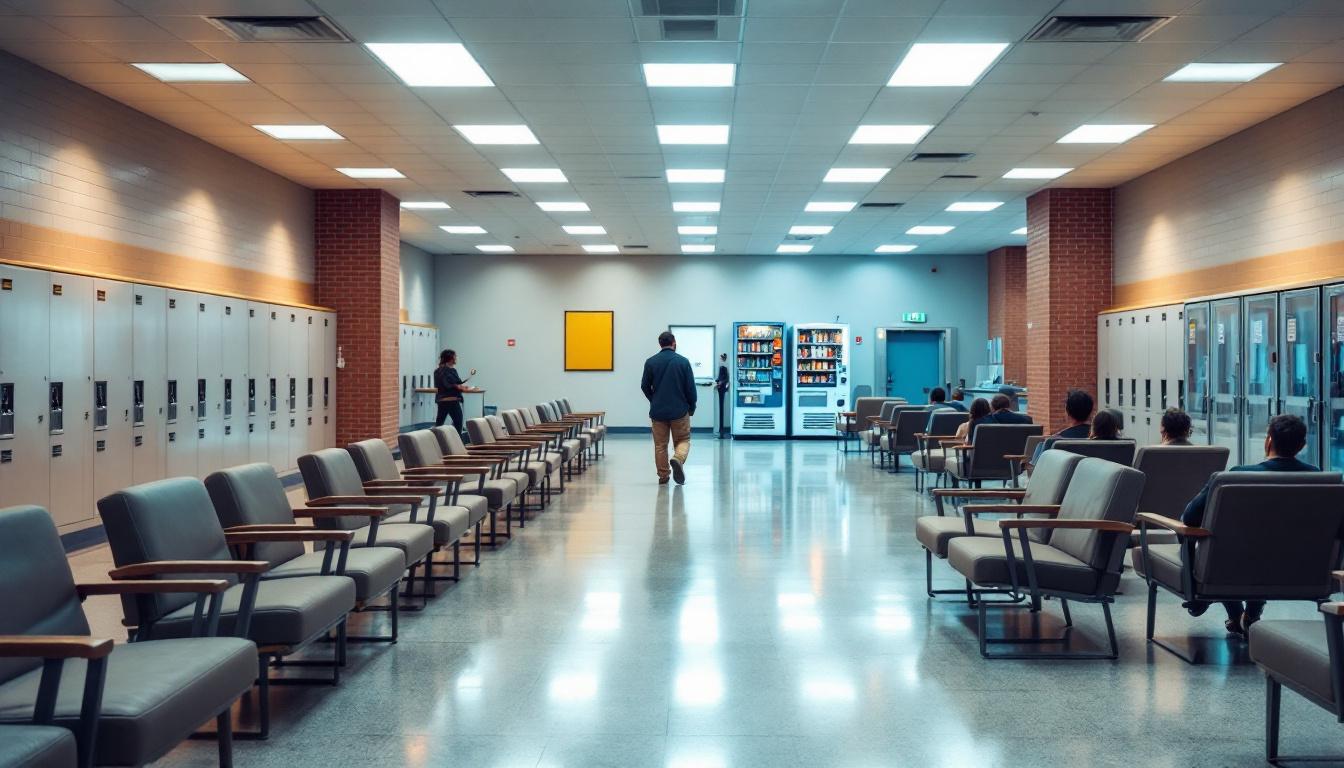 Visitation facilities and waiting area at Arkansas Valley Correctional