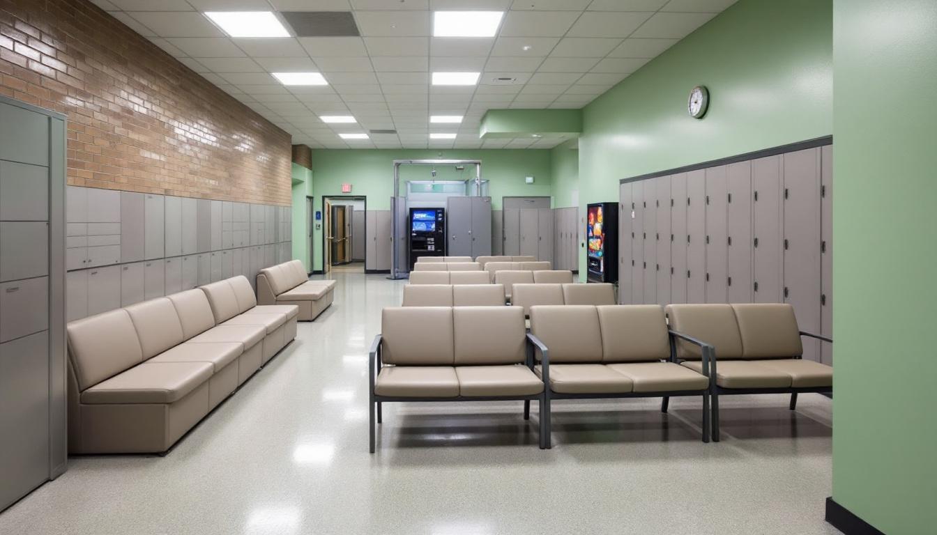 Visitation facilities and waiting area at Jean Conservation Camp