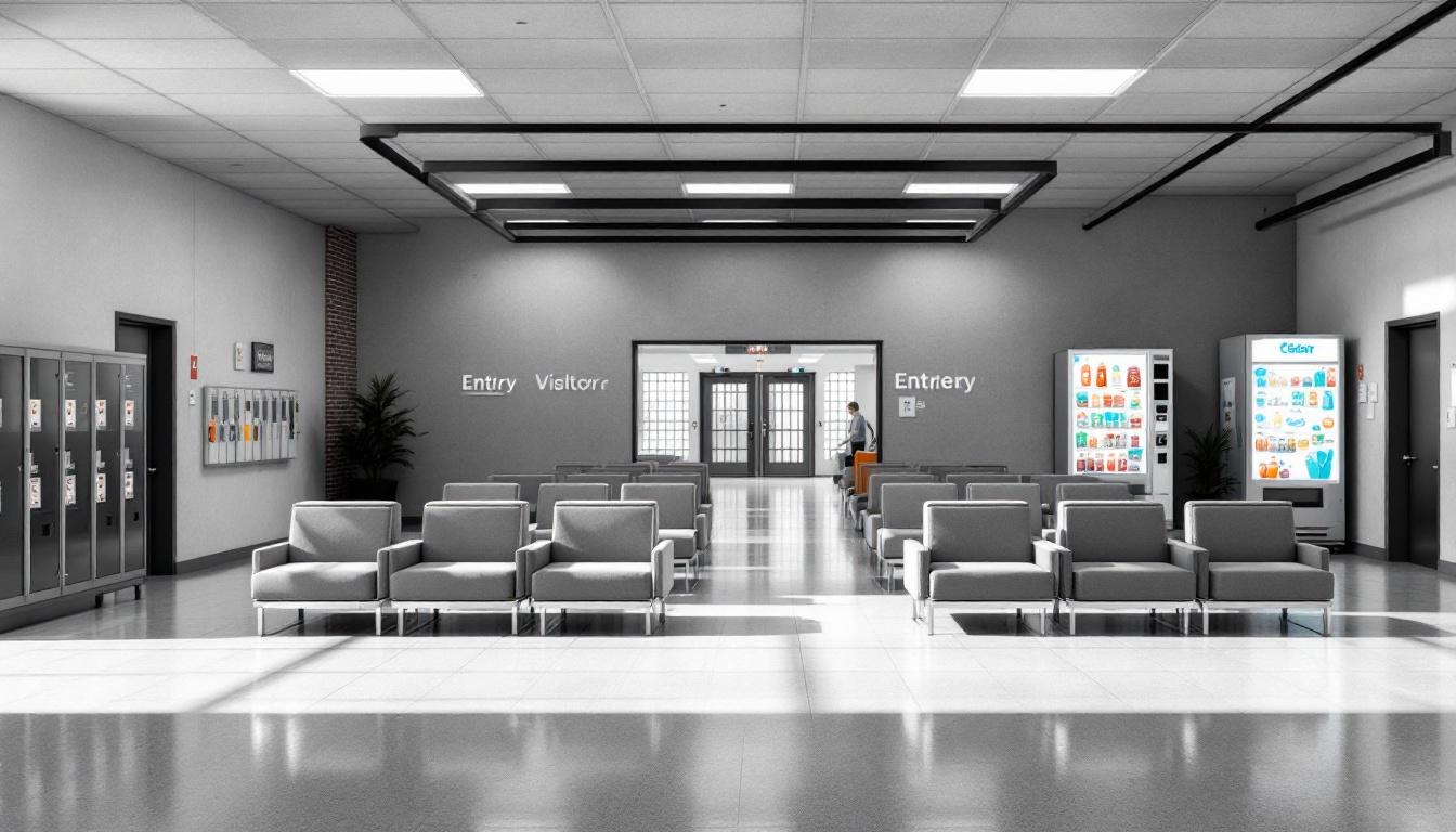 Visitation facilities and waiting area at USP Hazelton