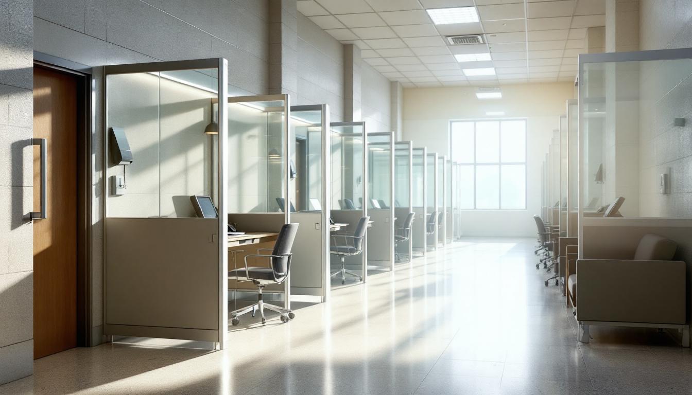 Visitation facilities and waiting area at North Central Regional Jail