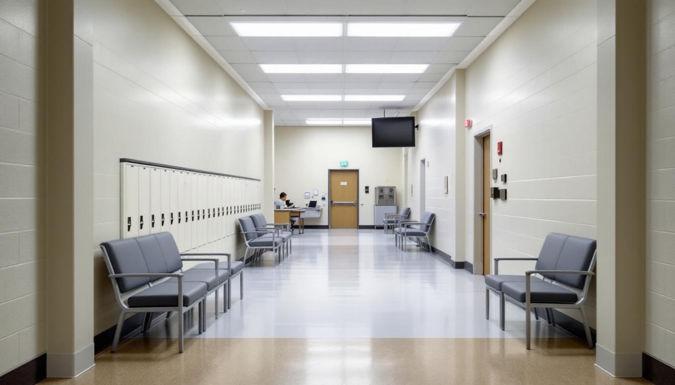 Visitation facilities and waiting area at Federal Correctional Institute