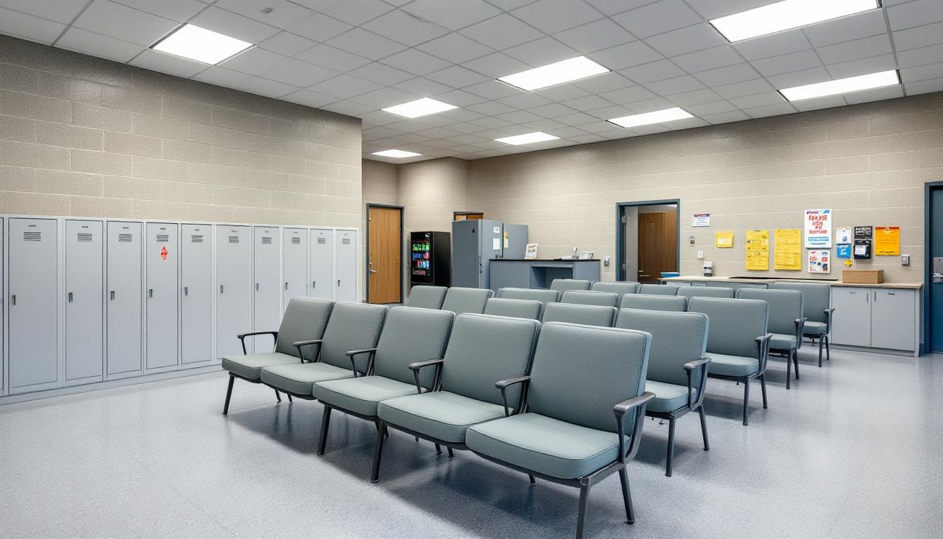 Visitation facilities and waiting area at Madison Parish Detention Center