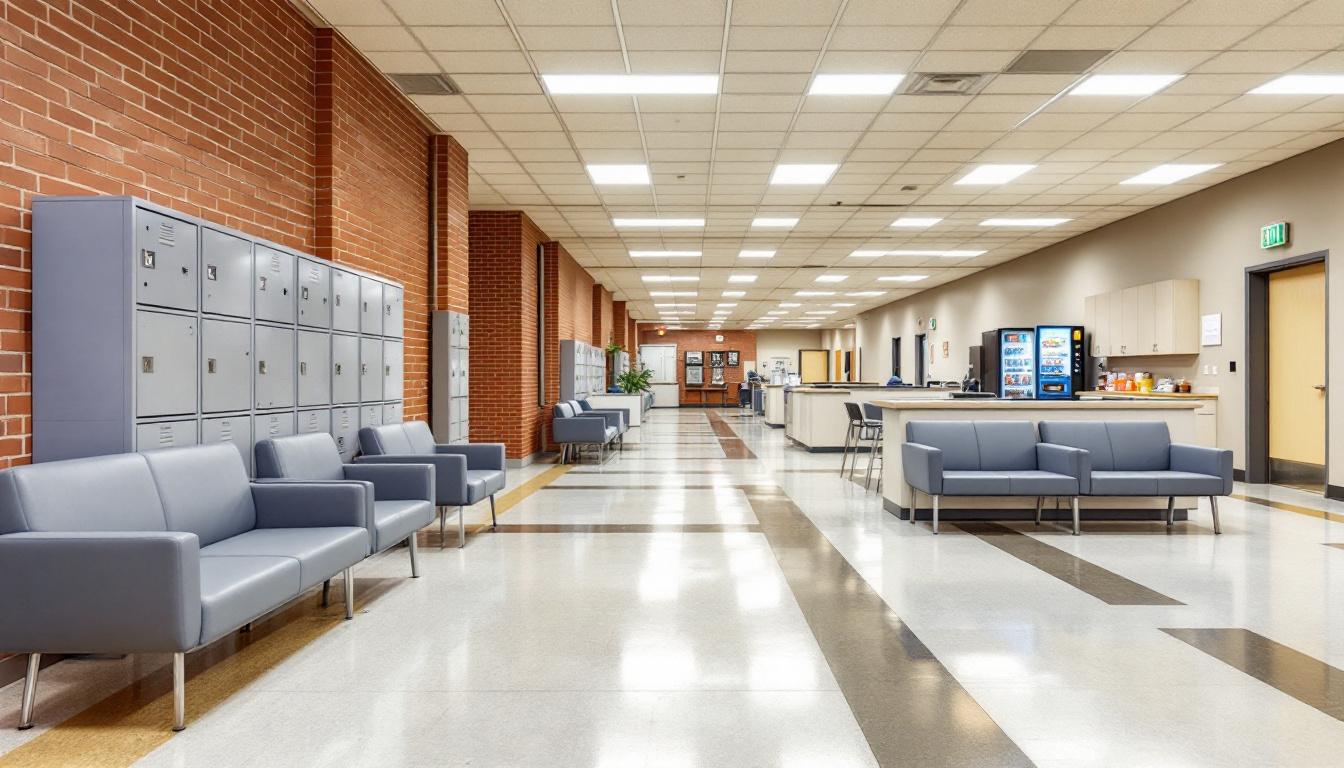 Visitation facilities and waiting area at FCI Pollock
