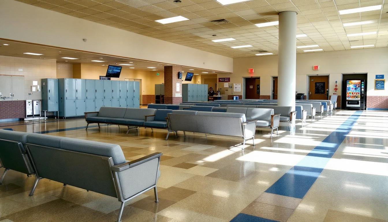 Visitation facilities and waiting area at Ouachita Correctional Center