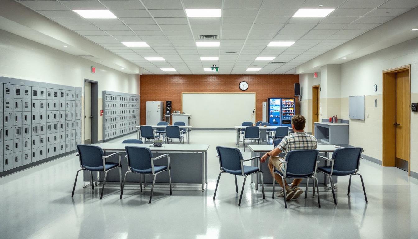 Visitation facilities and waiting area at Federal Correctional Institute