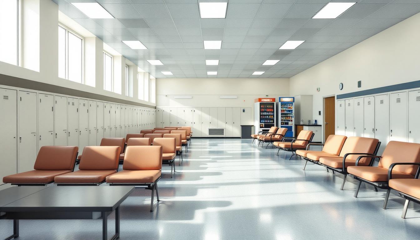 Visitation facilities and waiting area at Iowa Medical Classification Center Correctional Facility