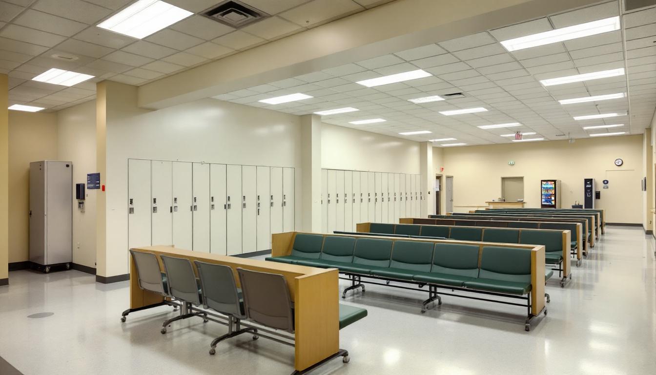 Visitation facilities and waiting area at Racine Correctional Institution