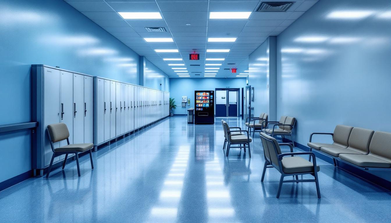 Visitation facilities and waiting area at John C Burke Correctional Center