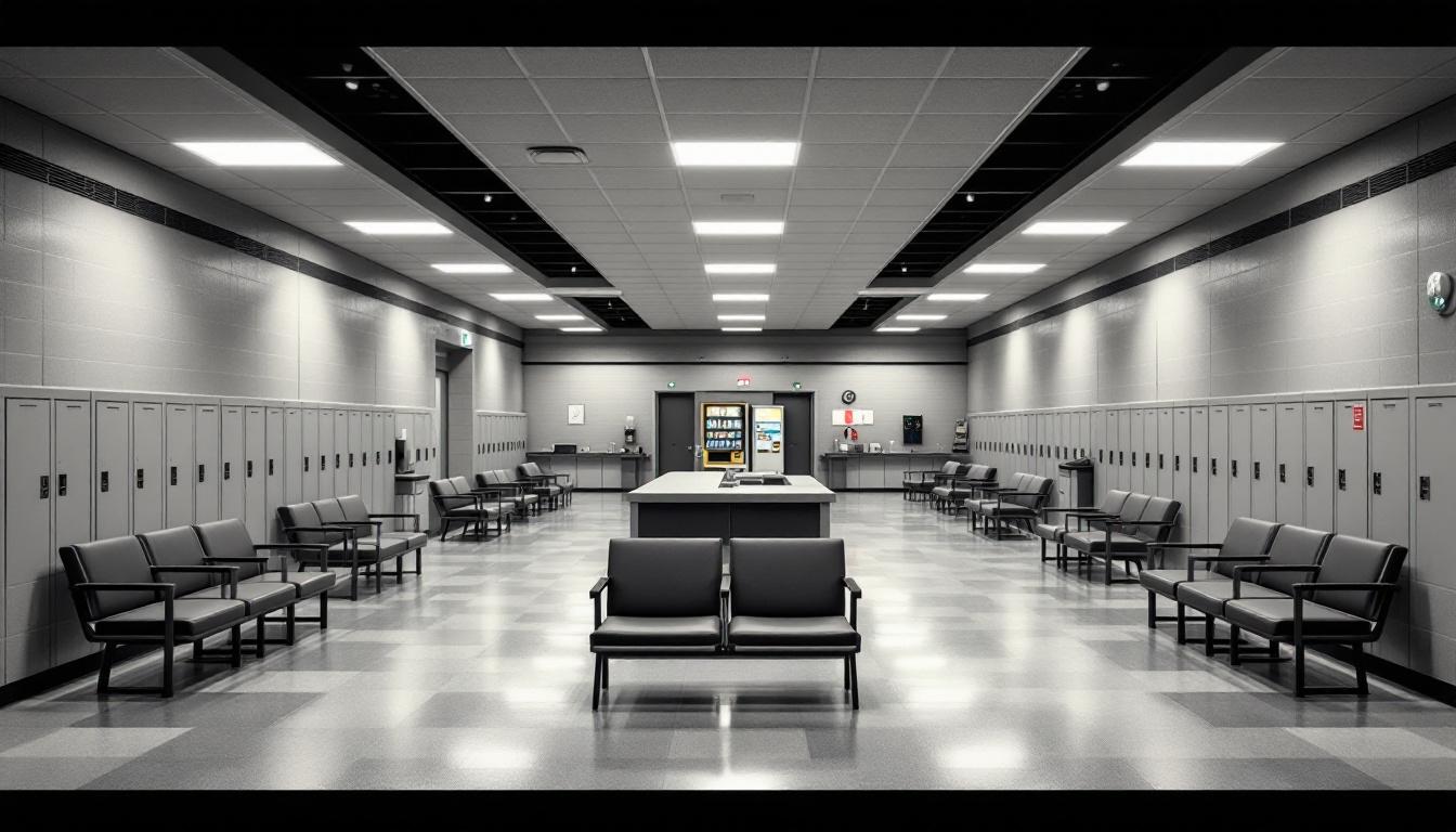 Visitation facilities and waiting area at Crossroads Correctional Center