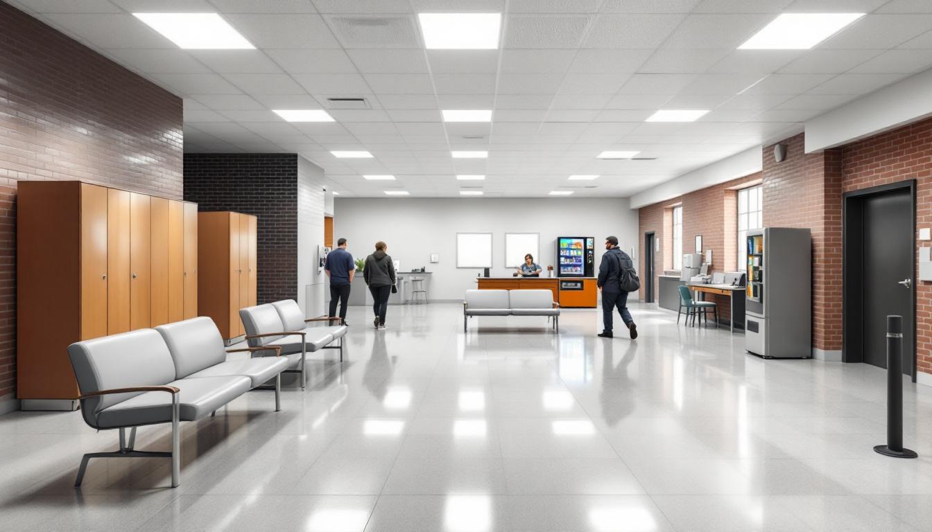 Visitation facilities and waiting area at Howard R. Young Correctional Institution