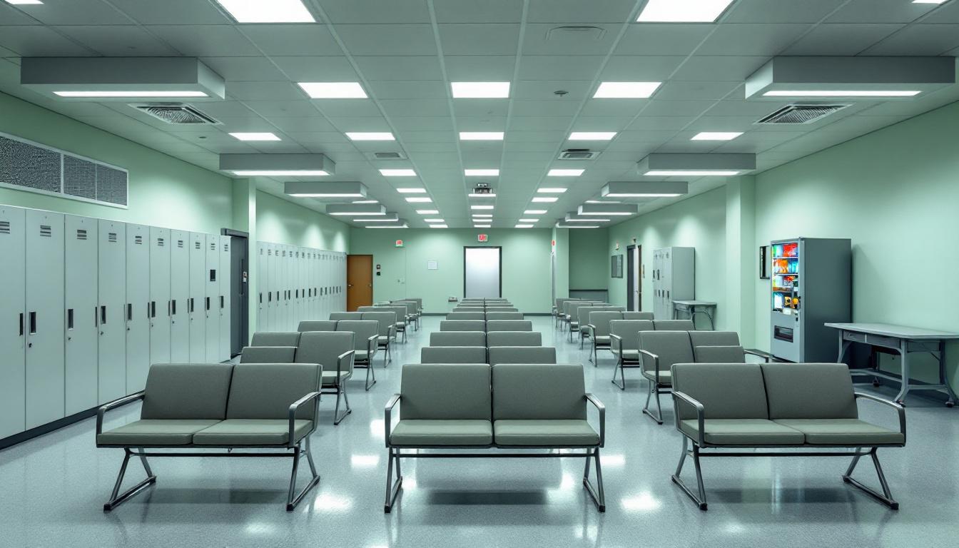 Visitation facilities and waiting area at Howard R. Young Correctional Institution