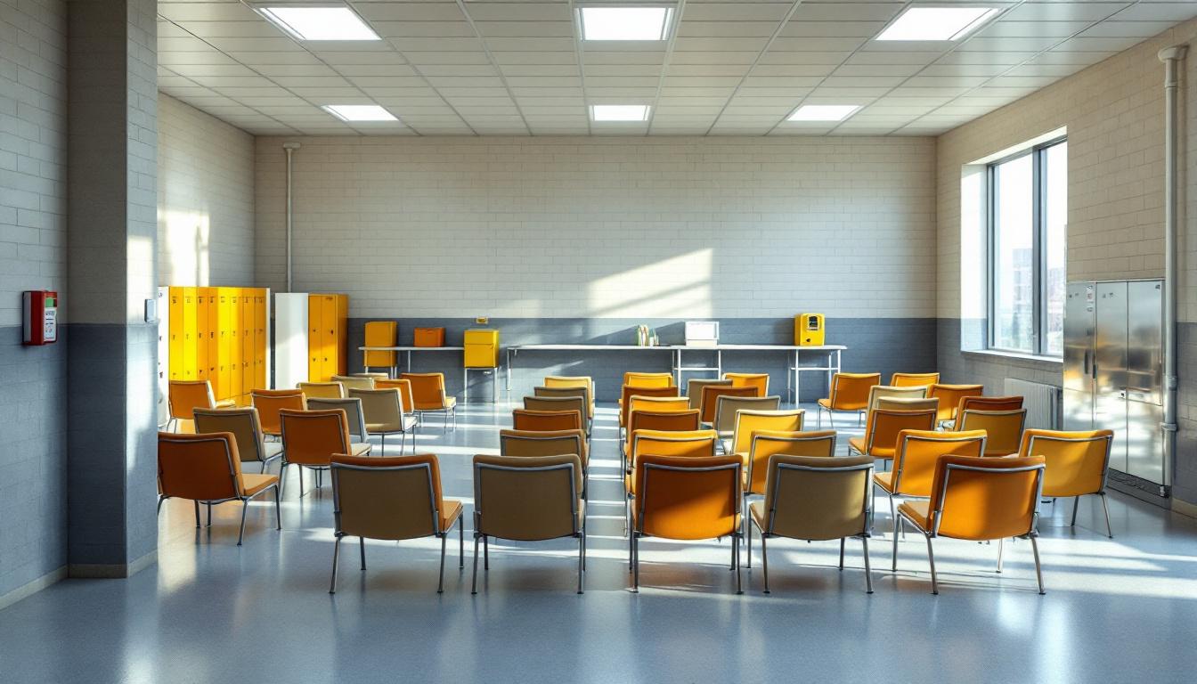 Visitation facilities and waiting area at United States Penitentiary Leavenworth