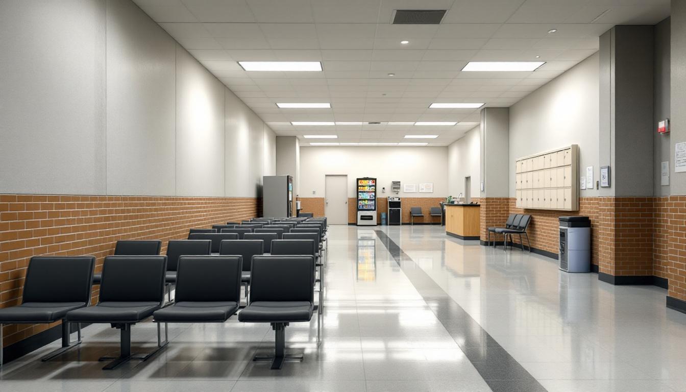 Visitation facilities and waiting area at El Dorado Correctional Facility
