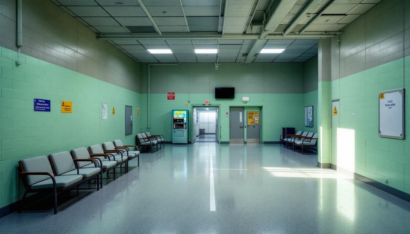 Visitation facilities and waiting area at Topeka Correctional Facility