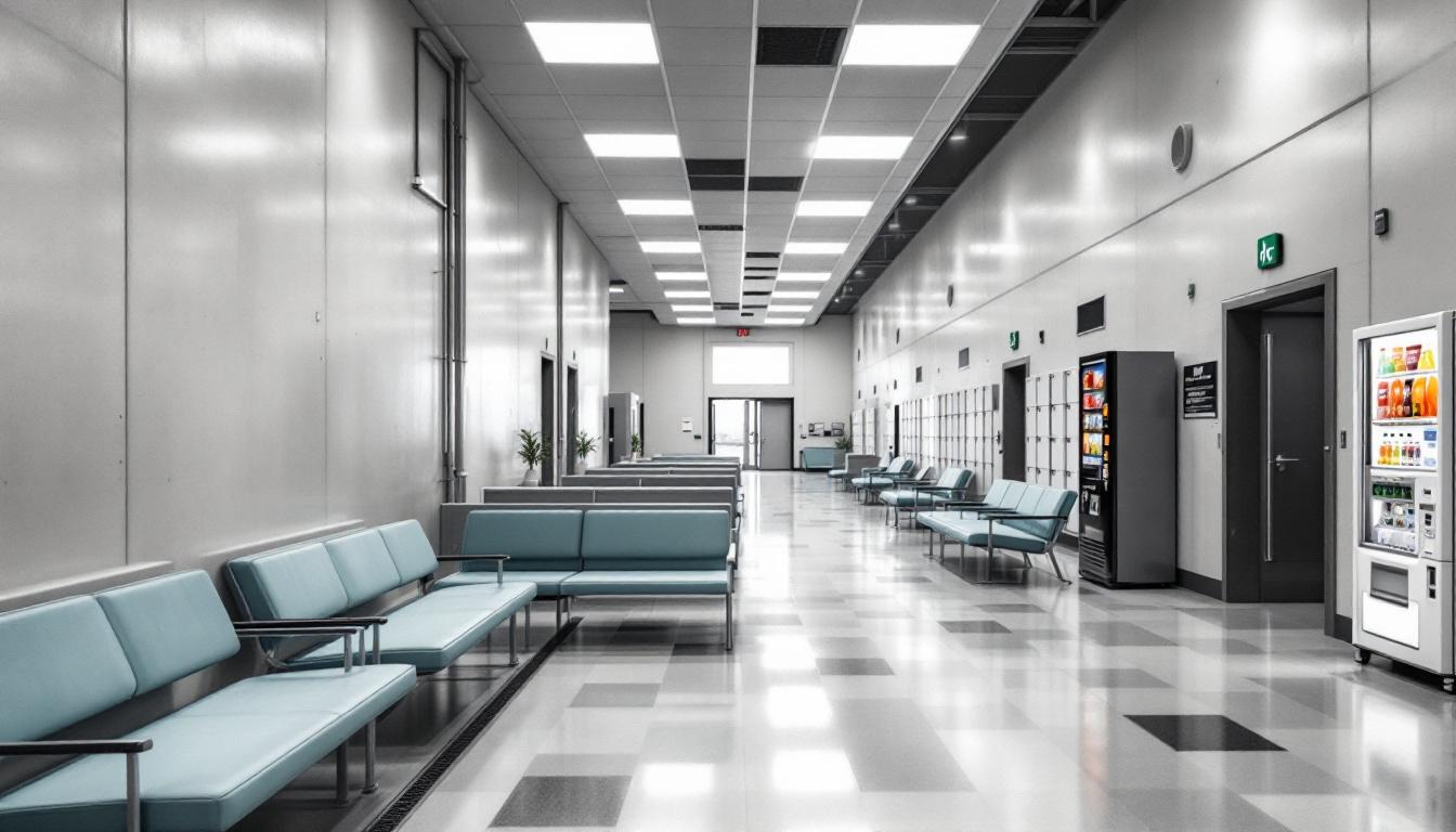 Visitation facilities and waiting area at Lansing Correctional Facility