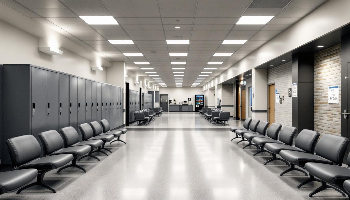 Visitation facilities and waiting area at Lea County Correctional Facility