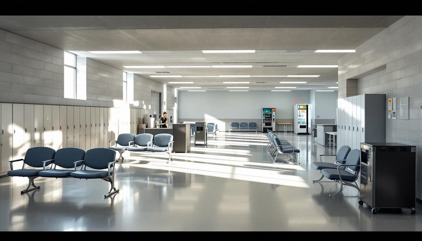Visitation facilities and waiting area at Roswell Correctional Center