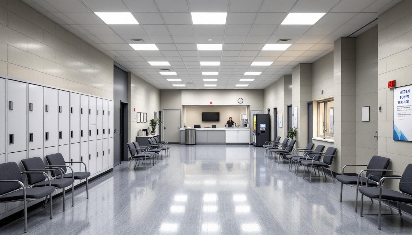 Visitation facilities and waiting area at Purgatory Correctional Facility