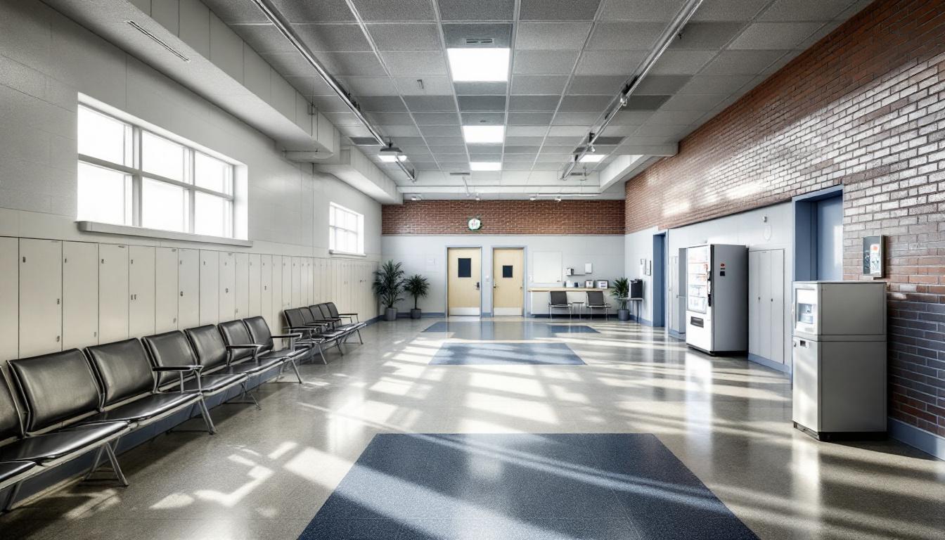 Visitation facilities and waiting area at David L. Moss Criminal Justice Center