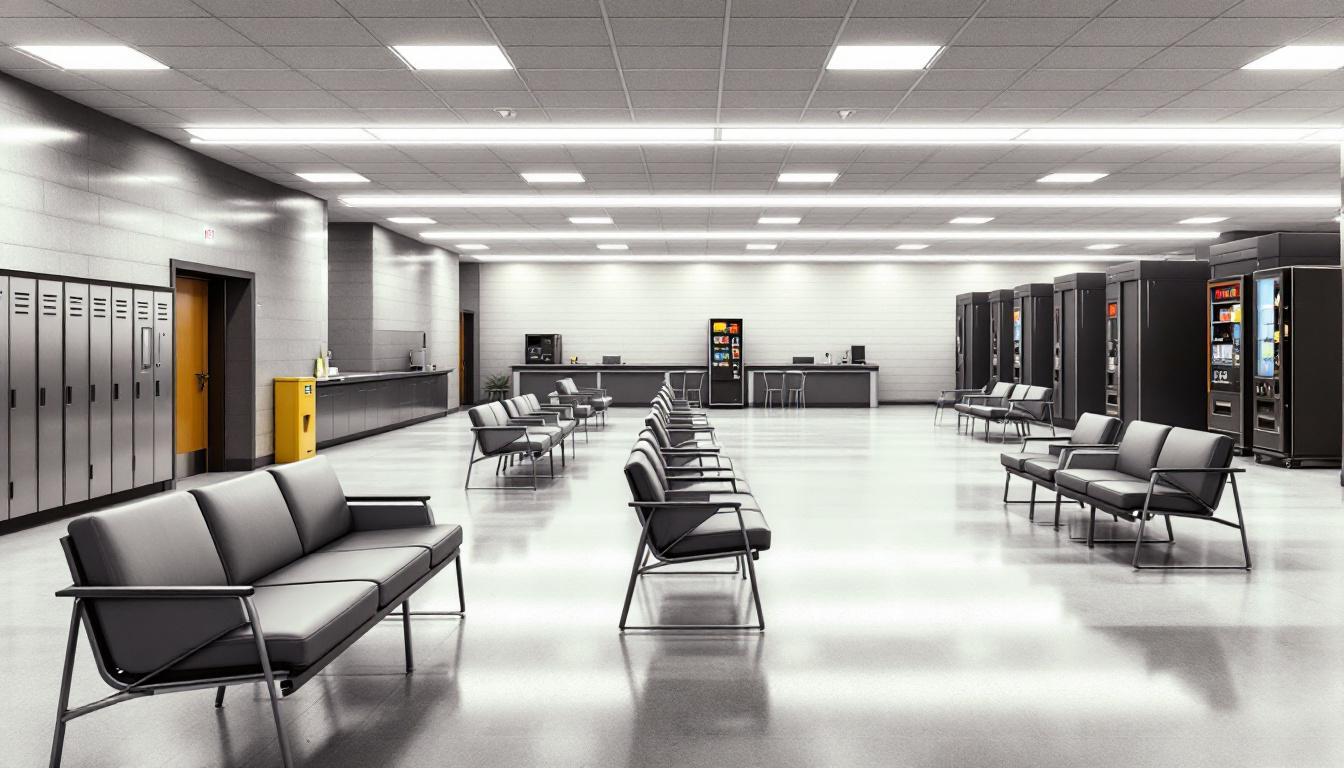 Visitation facilities and waiting area at Dr. Eddie Warrior Correctional Center
