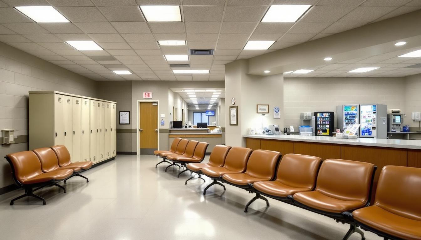 Visitation facilities and waiting area at FCI Elkton