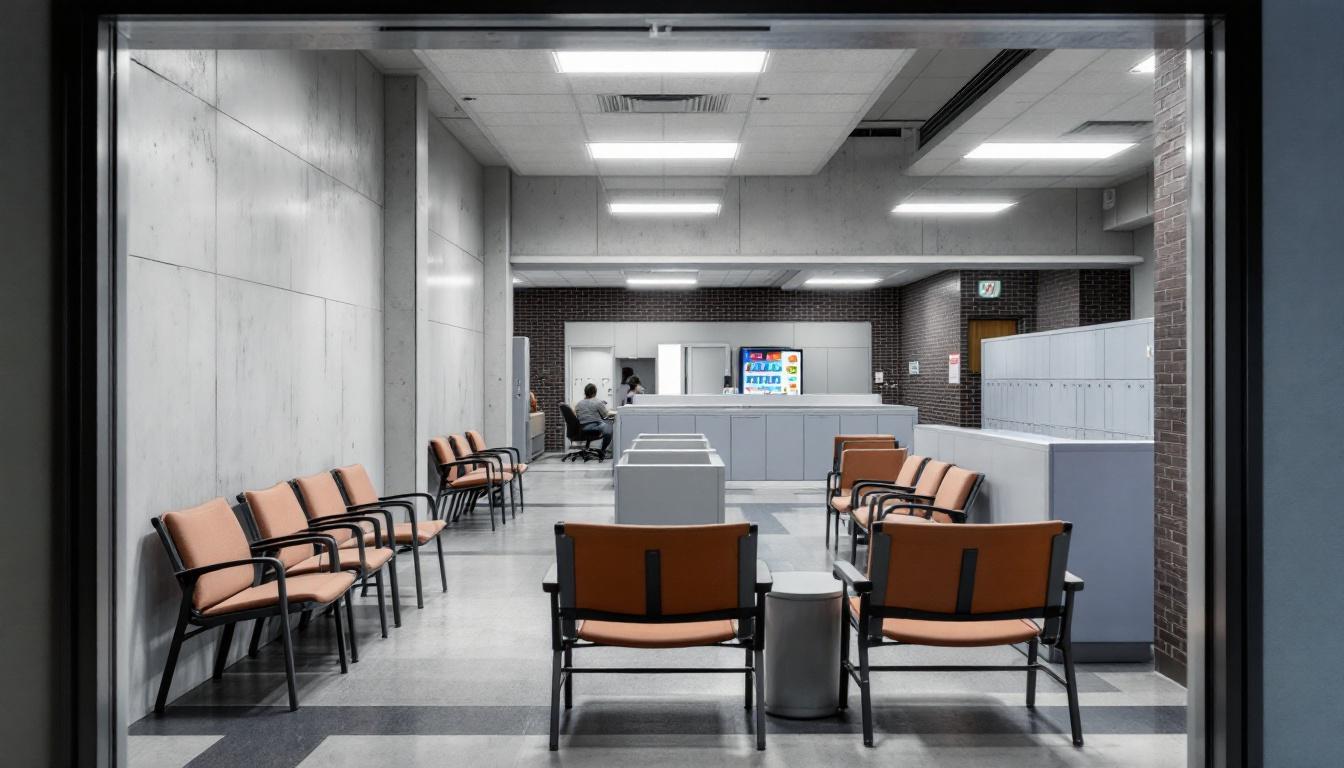 Visitation facilities and waiting area at North Fork Correctional Center
