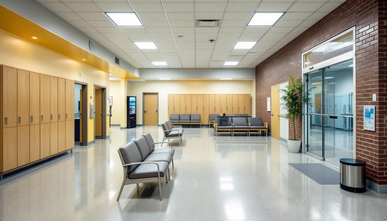 Visitation facilities and waiting area at CoreCivic Cimarron Correctional Facility