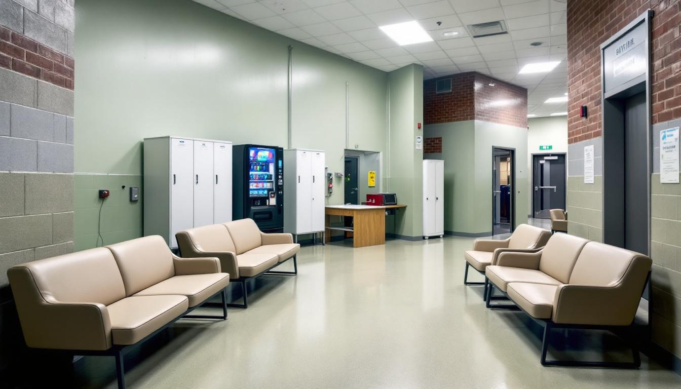 Visitation facilities and waiting area at Caddo County Sheriff's Office